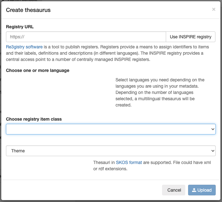 Add INSPIRE Registry thesauri